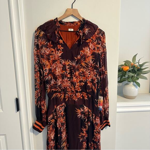 NWT warm NY Orange Floral Long Sleeve Maxi Dress 3 Large - Picture 8 of 14